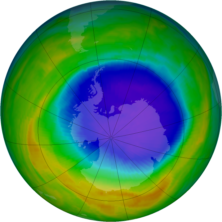 Antarctic ozone map for 14 October 1992